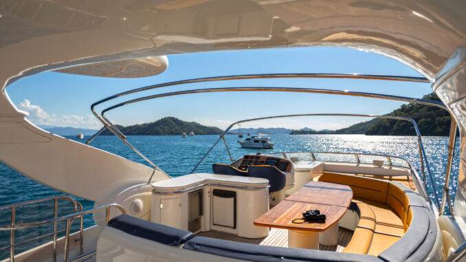 Luxury Traveling. Interior of Modern Motor Yacht